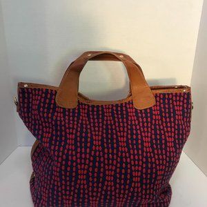 STEVEN BY STEVE MADDEN LARGE TOTE HANDBAG BLUE/PINK LEATHER HANDLES